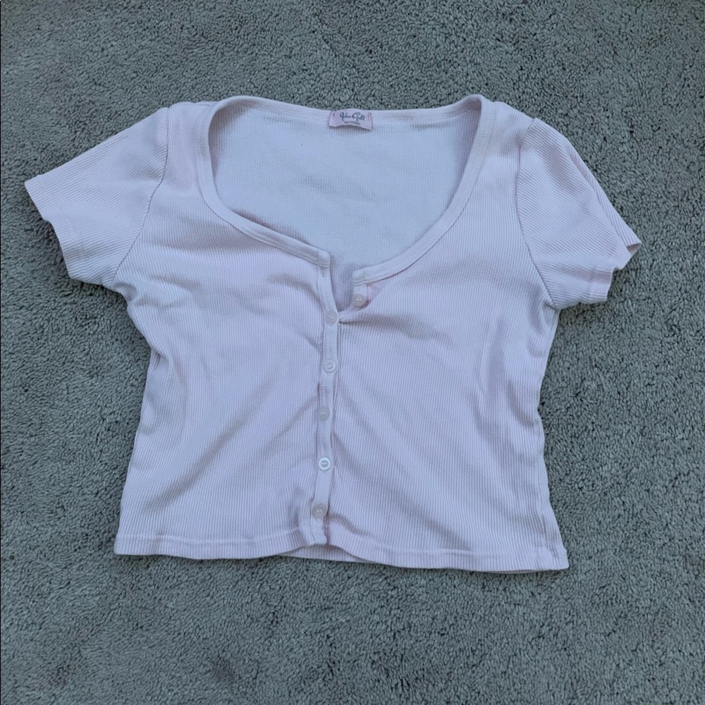 blush pink john galt crop shirt
